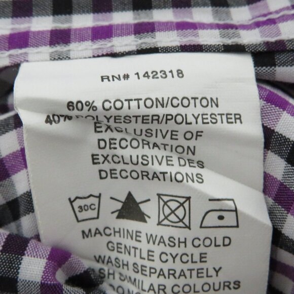 Nick Graham* Men's Long Sleeve Button Down Curved Hem Plaid Dress Shirt~ Size XL - Picture 5 of 10